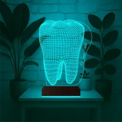 Diş Hekimi Diş Doktoru Hediye Kişiye Özel 3D Lamba - Masa Gece Lambası