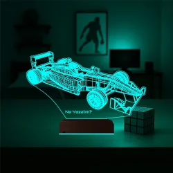 Formula Yarış Arabası Kişiye Özel 3D Lamba - Masa Gece Lambası