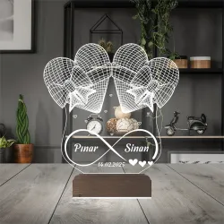 Fiyonk Kalp Sonsuzluk Sevgiliye Hediye Kişiye Özel 3D Lamba - Masa Gece Lambası