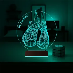 Box Boksör Boks Eldiveni Kişiye Özel 3D Lamba - Masa Gece Lambası