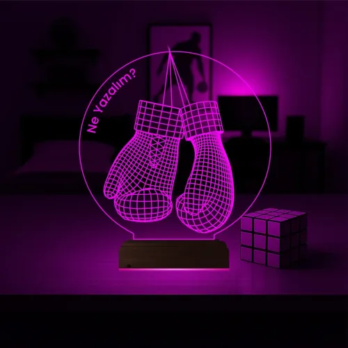Box Boksör Boks Eldiveni Kişiye Özel 3D Lamba - Masa Gece Lambası