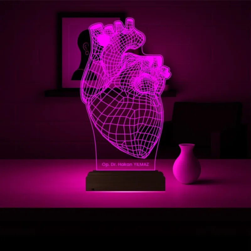 Kalp Cerrah Kişiye Özel 3D Lamba - Masa Gece Lambası