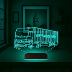 Tır Kamyon Tırcı Mercedes Kişiye Özel 3D Lamba - Masa Gece Lambası