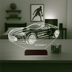 Spor Araba Aston Martin Tasarım Kişiye Özel 3D Lamba - Masa Gece Lambası
