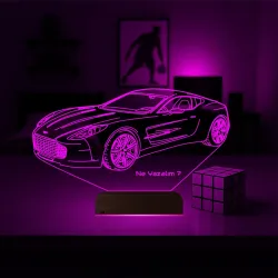 Spor Araba Aston Martin Tasarım Kişiye Özel 3D Lamba - Masa Gece Lambası