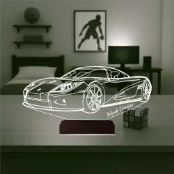 Spor Araba Ferrari Tasarım Kişiye Özel 3D Lamba - Masa Gece Lambası