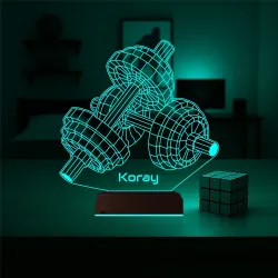 Vücut Geliştirme Dambıl Gym Kişiye Özel 3D Lamba - Masa Gece Lambası