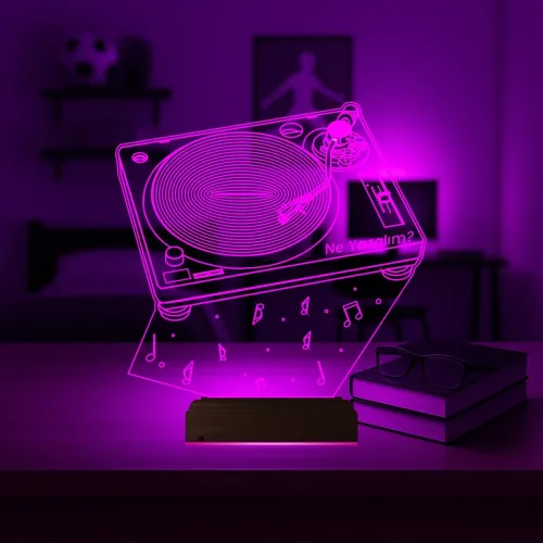 Dj Mixer Müzik Kişiye Özel 3D Lamba - Masa Gece Lambası