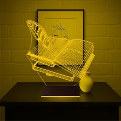 Öğretmene Hediye Kitap Mesajlı Kişiye Özel 3D Lamba - Masa Gece Lambası