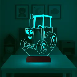Çocuk Odası Traktör Tasarım Kişiye Özel 3D Lamba - Masa Gece Lambası
