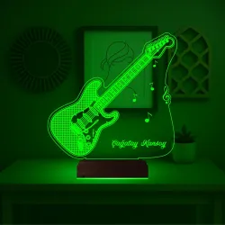Elektro Gitar Gitarist Rock Müzik Kişiye Özel 3D Lamba - Masa Gece Lambası