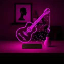 Klasik Gitar Müzisyen Hediye Kişiye Özel 3D Lamba - Masa Gece Lambası