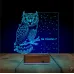 Baykuş Kuş Tasarım Kişiye Özel 3D Lamba - Masa Gece Lambası