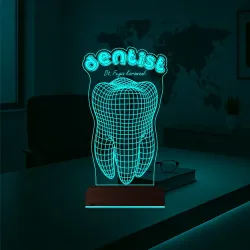 Diş Hekimi Diş Doktoru Hediye Dentist Kişiye Özel 3D Lamba - Masa Gece Lambası