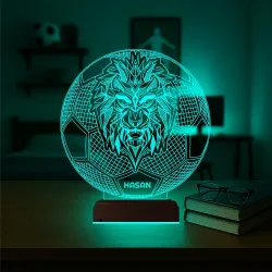 Aslan Futbol Topu Taraftar Cimbom Kişiye Özel 3D Lamba - Masa Gece Lambası