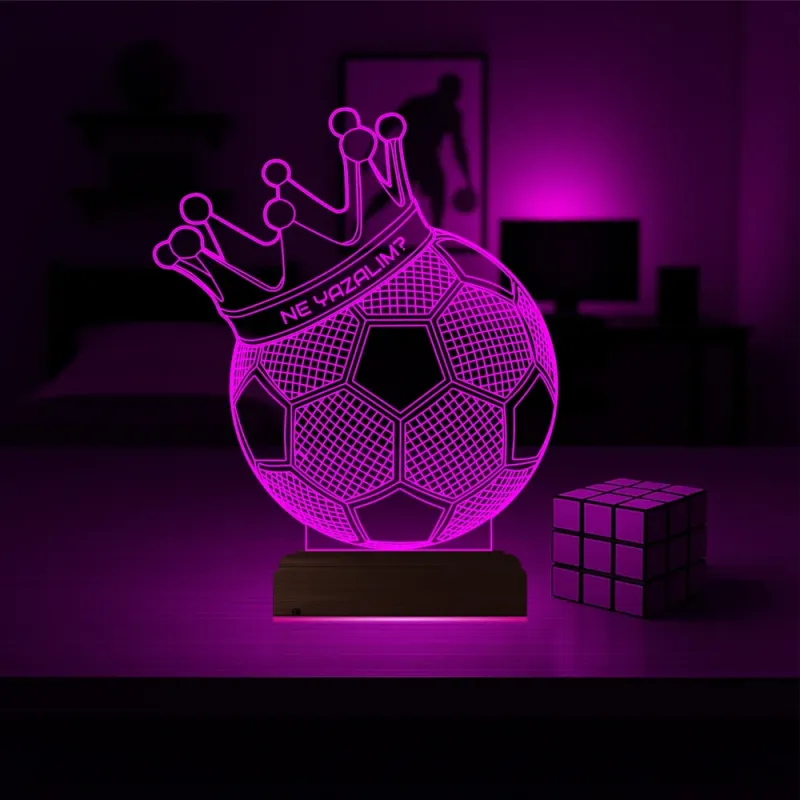 Futbol Topu Futbolcu Hediye Kişiye Özel 3D Lamba - Masa Gece Lambası