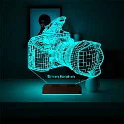 Fotoğraf Makinesi Fotoğrafçı Hediye Kişiye Özel 3D Lamba - Masa Gece Lambası