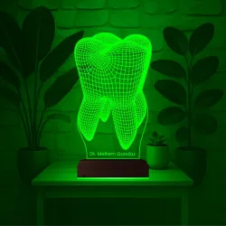 Diş Hekimi Diş Doktoru Hediye Kişiye Özel 3D Lamba - Masa Gece Lambası
