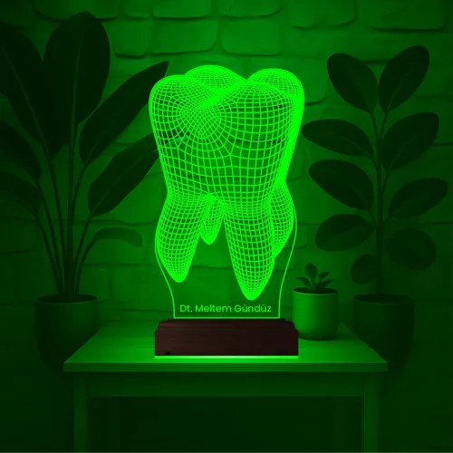 Diş Hekimi Diş Doktoru Hediye Kişiye Özel 3D Lamba - Masa Gece Lambası