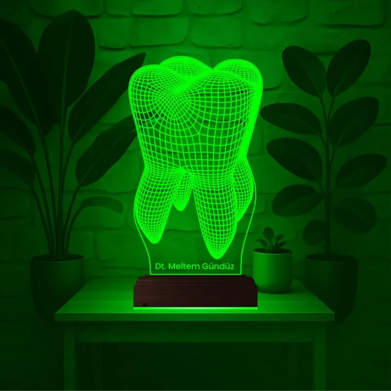 Diş Hekimi Diş Doktoru Hediye Kişiye Özel 3D Lamba - Masa Gece Lambası