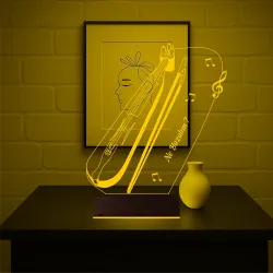 Kemençe Müzik Nota Müzisyen Hediye Kişiye Özel 3D Lamba - Masa Gece Lambası