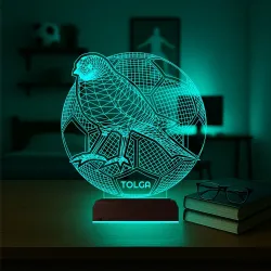 Sarı Kanarya Futbol Topu Taraftar Kişiye Özel 3D Lamba - Masa Gece Lambası
