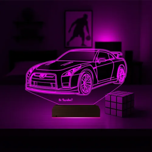 Spor Araba Honda GTR Otomobil Kişiye Özel 3D Lamba - Masa Gece Lambası