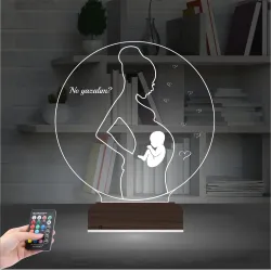 Hamile Kadın Anne Bebek Doğum Doktoru Hediye Kişiye Özel 3D Lamba - Masa Gece Lambası