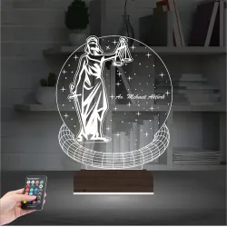Adalet Kadın Hukuk Avukat Hediye Kişiye Özel 3D Lamba - Masa Gece Lambası
