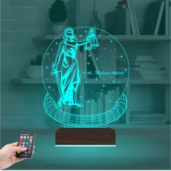 Adalet Kadın Hukuk Avukat Hediye Kişiye Özel 3D Lamba - Masa Gece Lambası