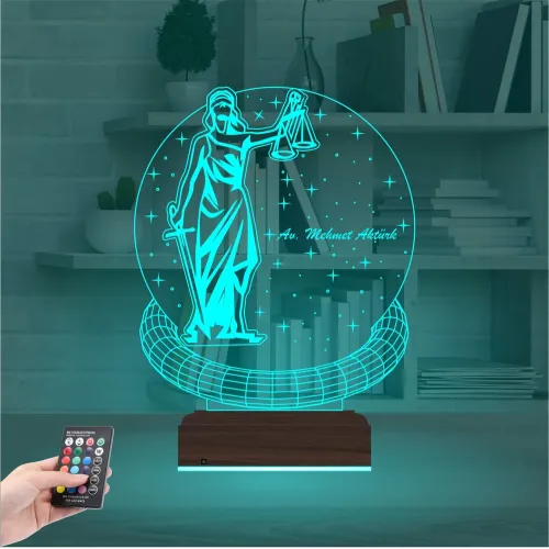 Adalet Kadın Hukuk Avukat Hediye Kişiye Özel 3D Lamba - Masa Gece Lambası