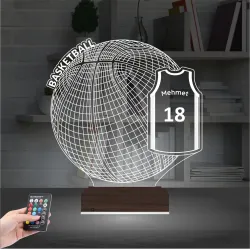 Basketbol Topu Forma Kişiye Özel 3D Lamba - Masa Gece Lambası