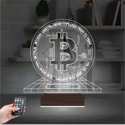 Bitcoin Kripto Para BTC Kişiye Özel 3D Lamba - Masa Gece Lambası