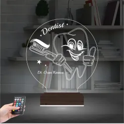 Diş Doktoru Hediye Diş Hekimi Kişiye Özel 3D Lamba - Masa Gece Lambası