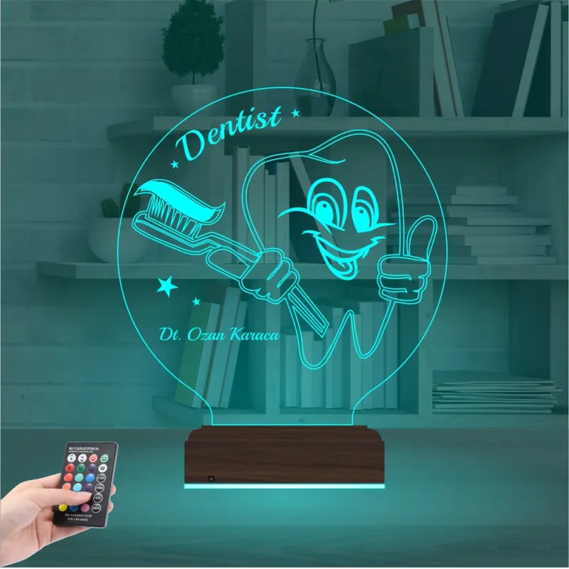 Diş Doktoru Hediye Diş Hekimi Kişiye Özel 3D Lamba - Masa Gece Lambası