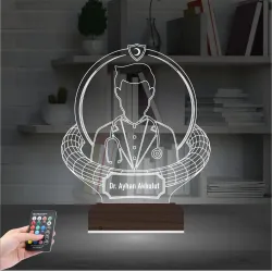 Doktor Hediye Tıp Erkek Kişiye Özel 3D Lamba - Masa Gece Lambası