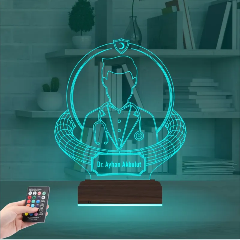 Doktor Hediye Tıp Erkek Kişiye Özel 3D Lamba - Masa Gece Lambası