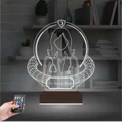 Doktor Hediye Tıp Kadın Kişiye Özel 3D Lamba - Masa Gece Lambası