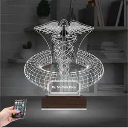 Doktor Hediye Tıp Logo Kişiye Özel 3D Lamba - Masa Gece Lambası