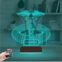 Doktor Hediye Tıp Logo Kişiye Özel 3D Lamba - Masa Gece Lambası