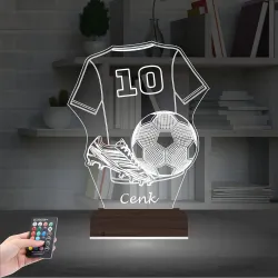 Futbol Topu Forma Futbolcu Hediye Kişiye Özel 3D Lamba - Masa Gece Lambası