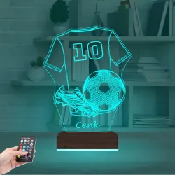 Futbol Topu Forma Futbolcu Hediye Kişiye Özel 3D Lamba - Masa Gece Lambası