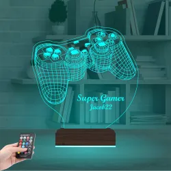 Gamer Joystick Oyuncu Konsol Kişiye Özel 3D Lamba - Masa Gece Lambası