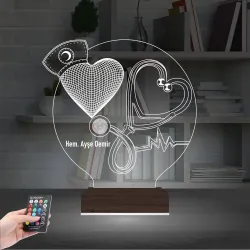 Hemşire Hediye Kişiye Özel 3D Lamba - Masa Gece Lambası