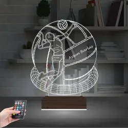 Voleybol Topu Voleybolcu Kişiye Özel 3D Lamba - Masa Gece Lambası
