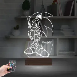 Sonic Çocuk Odası Hediye Kişiye Özel 3D Lamba - Masa Gece Lambası