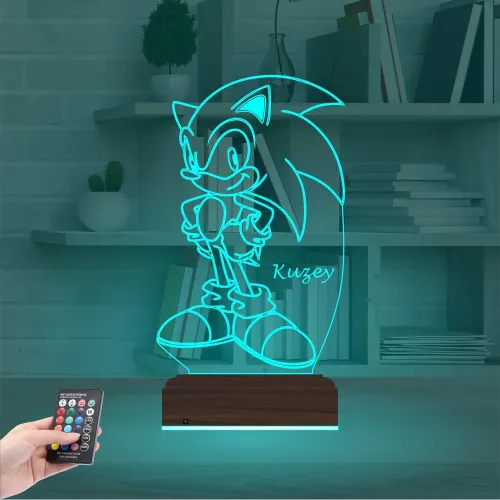 Sonic Çocuk Odası Hediye Kişiye Özel 3D Lamba - Masa Gece Lambası