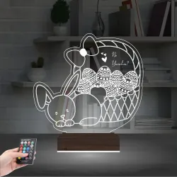 Paskalya Tavşan Yumurta Çocuk Odası Kişiye Özel 3D Lamba - Masa Gece Lambası