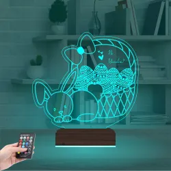 Paskalya Tavşan Yumurta Çocuk Odası Kişiye Özel 3D Lamba - Masa Gece Lambası