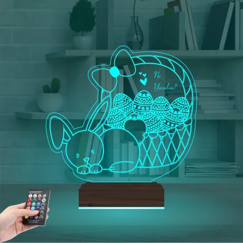 Paskalya Tavşan Yumurta Çocuk Odası Kişiye Özel 3D Lamba - Masa Gece Lambası